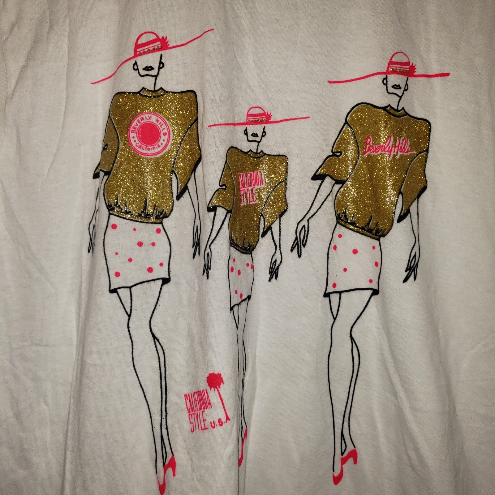 Vintage Screen Stars California Style Beverly Hills WOMENS White Shirt Size XL