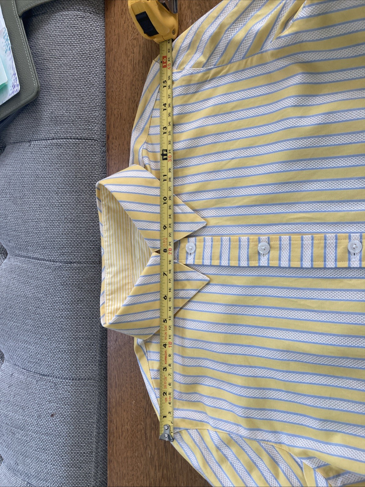 Vintage 1990s Handmade Striped Button Down Women Shirt Textured Dobby S/M Spring