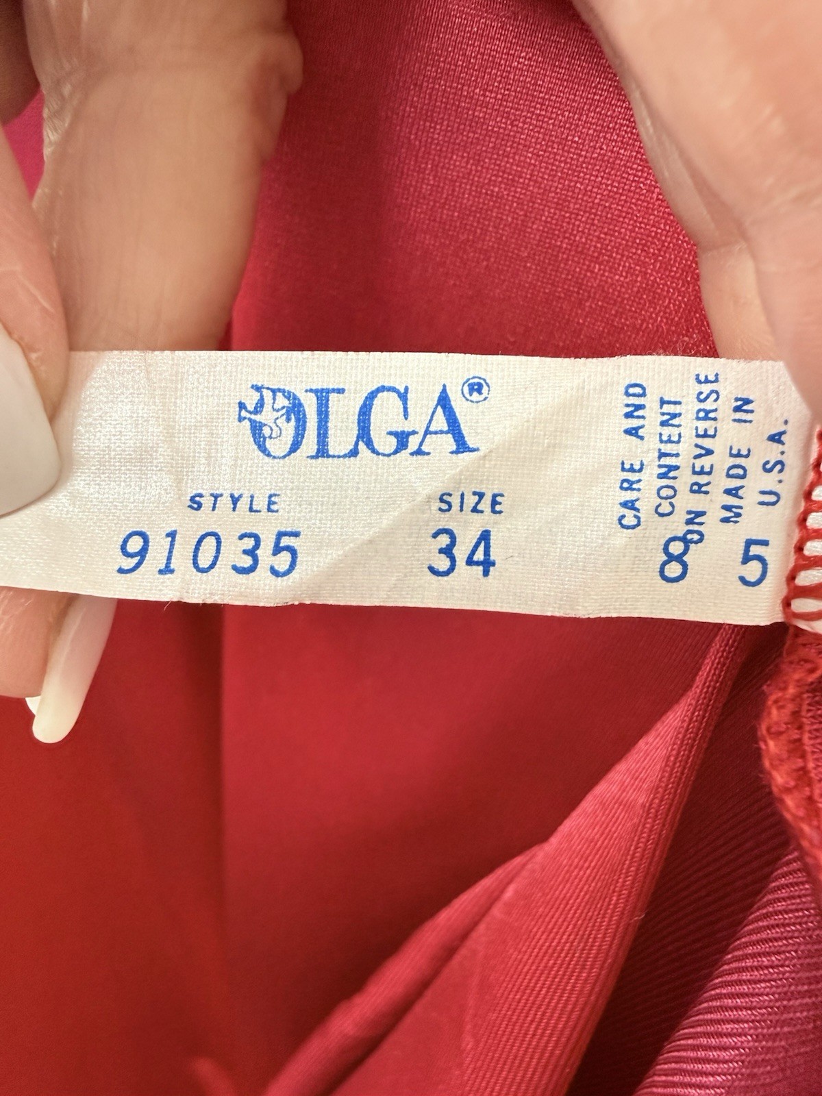 Vintage OLGA 91035 Red Bodysilk Nightgown Size 34 Small 70s 80s USA Lingerie