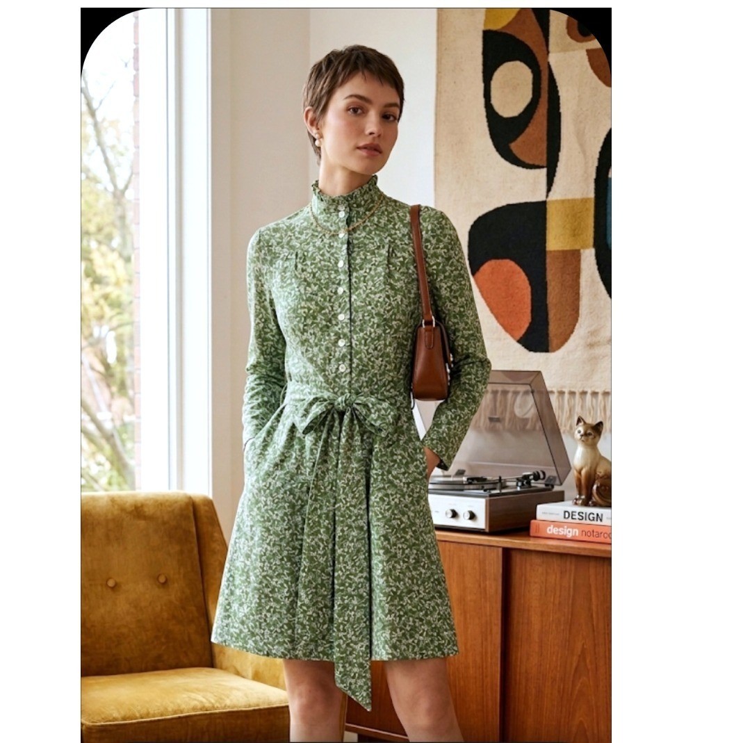 Sm VTG 70&rsquo;s (SEE CLOSE UP PHOTOS) Women Dress Bonwit Teller Mad Men Faces