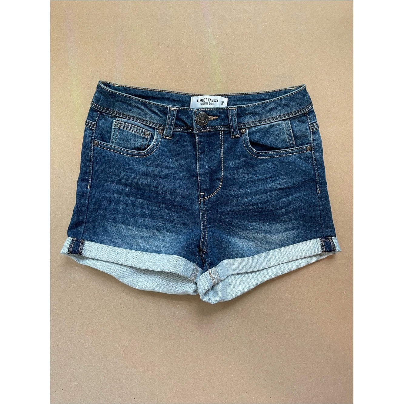 Almost Famous Dark Blue Rolled Hem Denim Shorts