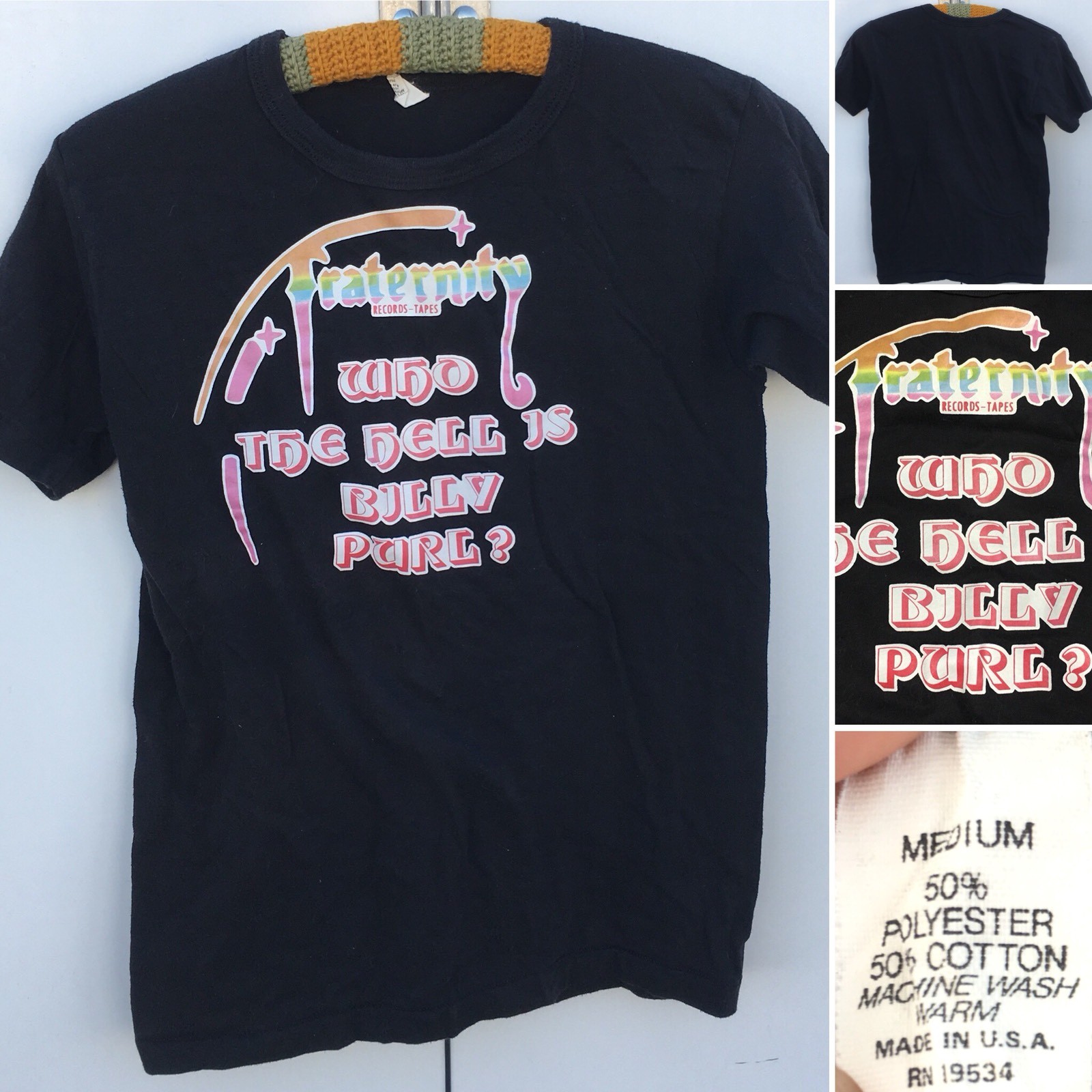 Vintage Fraternity Records Tapes Who The Hell Is Billy Purl T-Shirt M 70s 80s