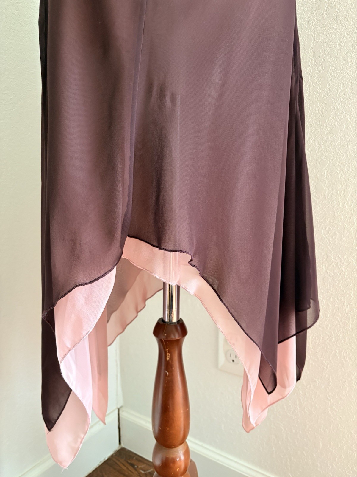 VINTAGE Y2K Forever 21 sheer Flutter Maxi Asymmetrical Hem Dress Plum Pink M