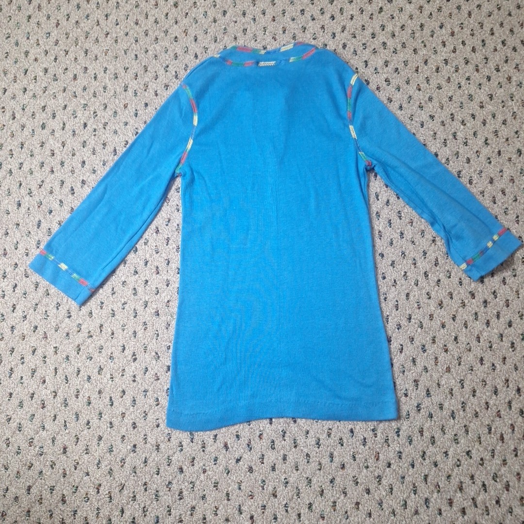 Vtg 70&rsquo;s Boho Split V-Neck 3/4 Sleeve Womens Top M