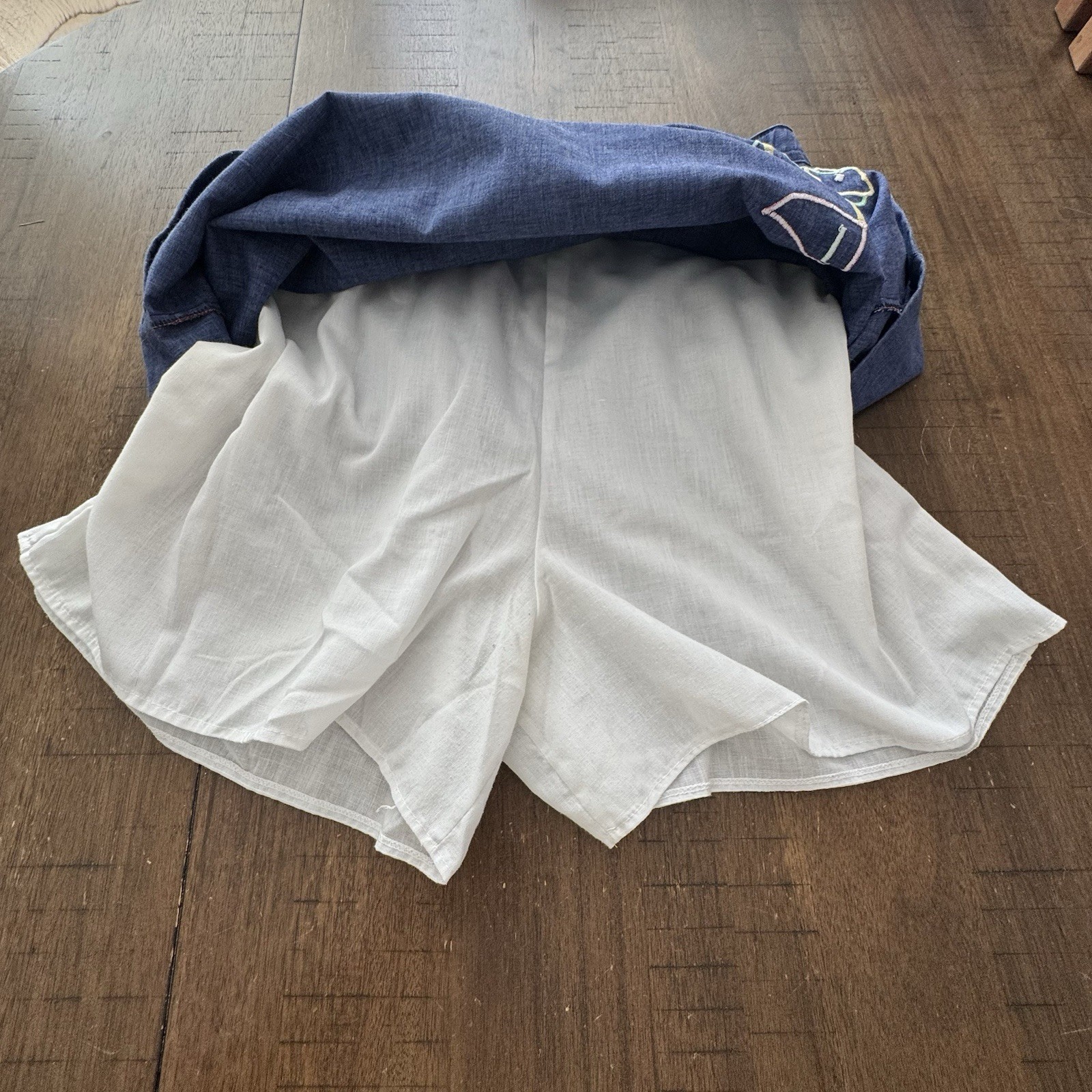 Vtg Frog Pond Skirt Skort Chambray Denim Sz 16 Golf Hole Flag Flowers USA Made