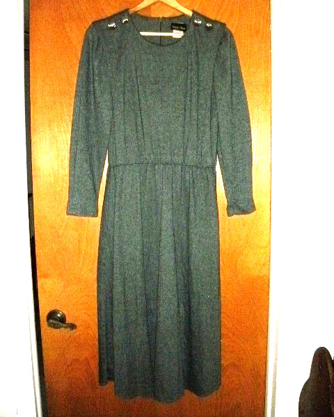STUART ALAN DRESS GRAY 14 W SILVER BUTTONS PULL OVER ZIP BELOW KNEE USA 1980&rsquo;S