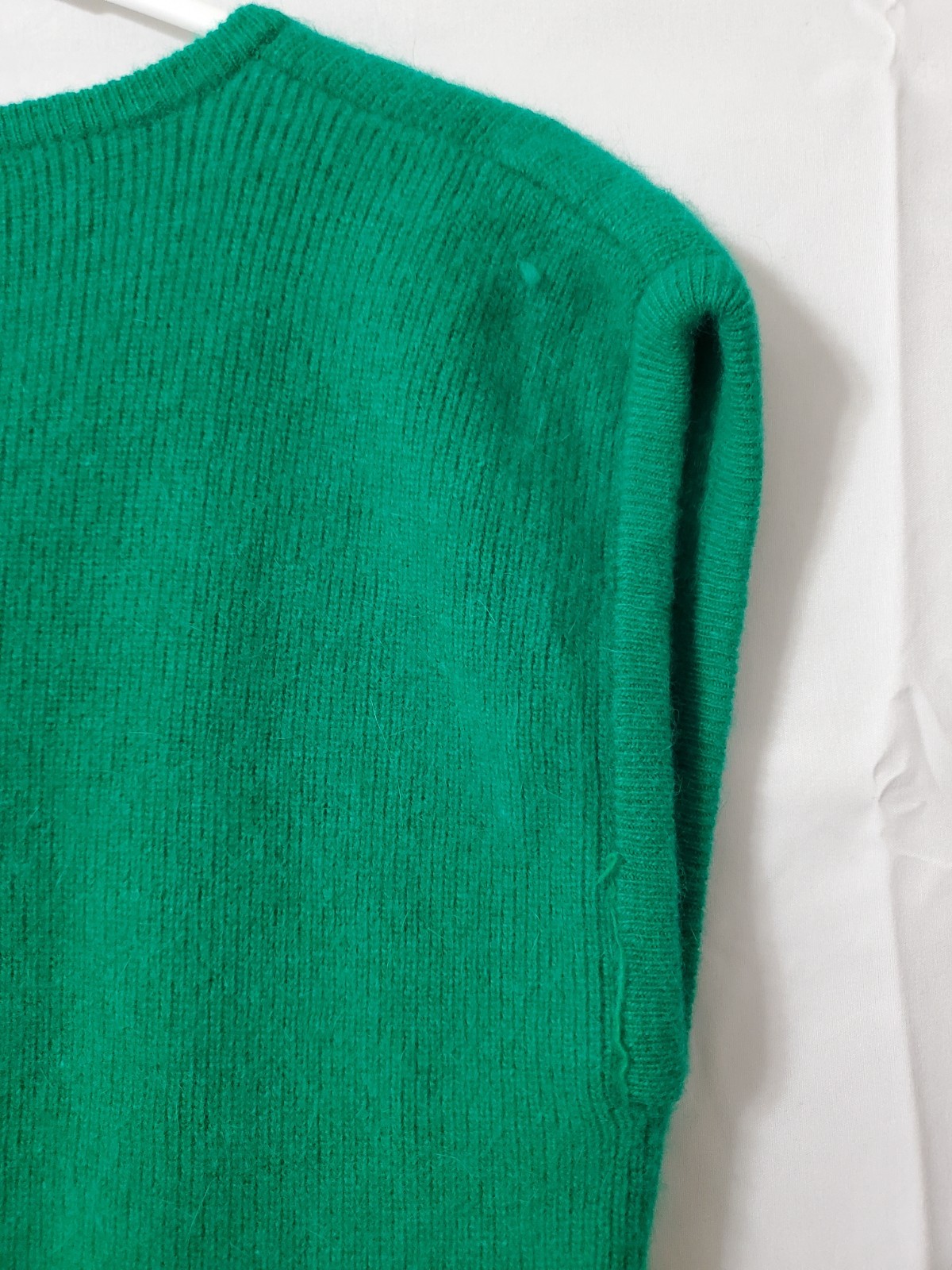 Russ Petites Vintage Lambswool Rabbit Vest Women&rsquo;s Medium Green V Neck Pullover