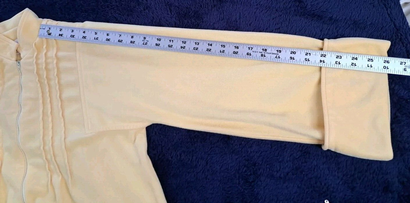 David Brown California Bathrobe Size L Yellow Velour Zip Front Retro Loungewear