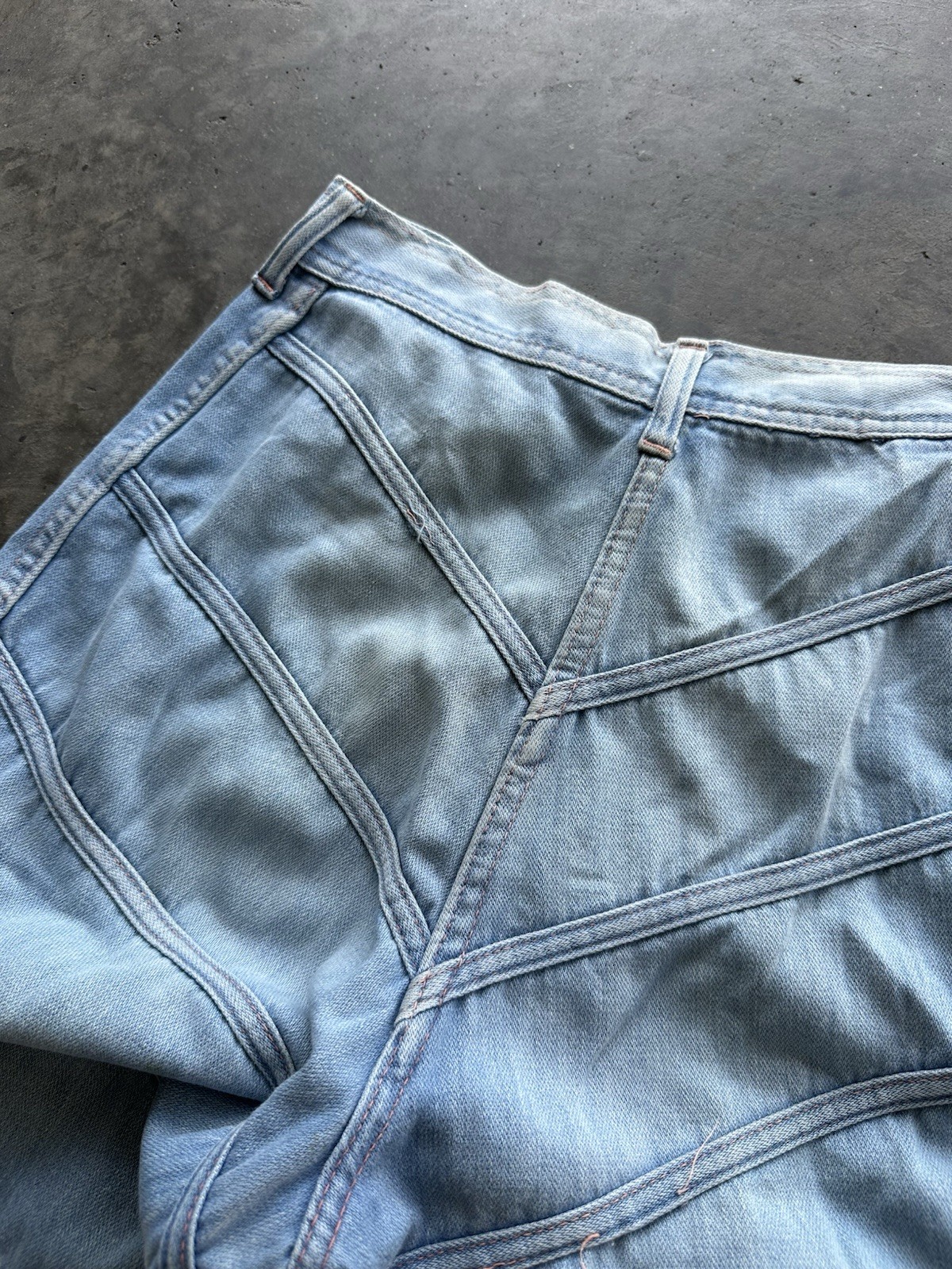 Vintage 70’s Lightwash Patchwork Bell Flare Jeans 28” Waist
