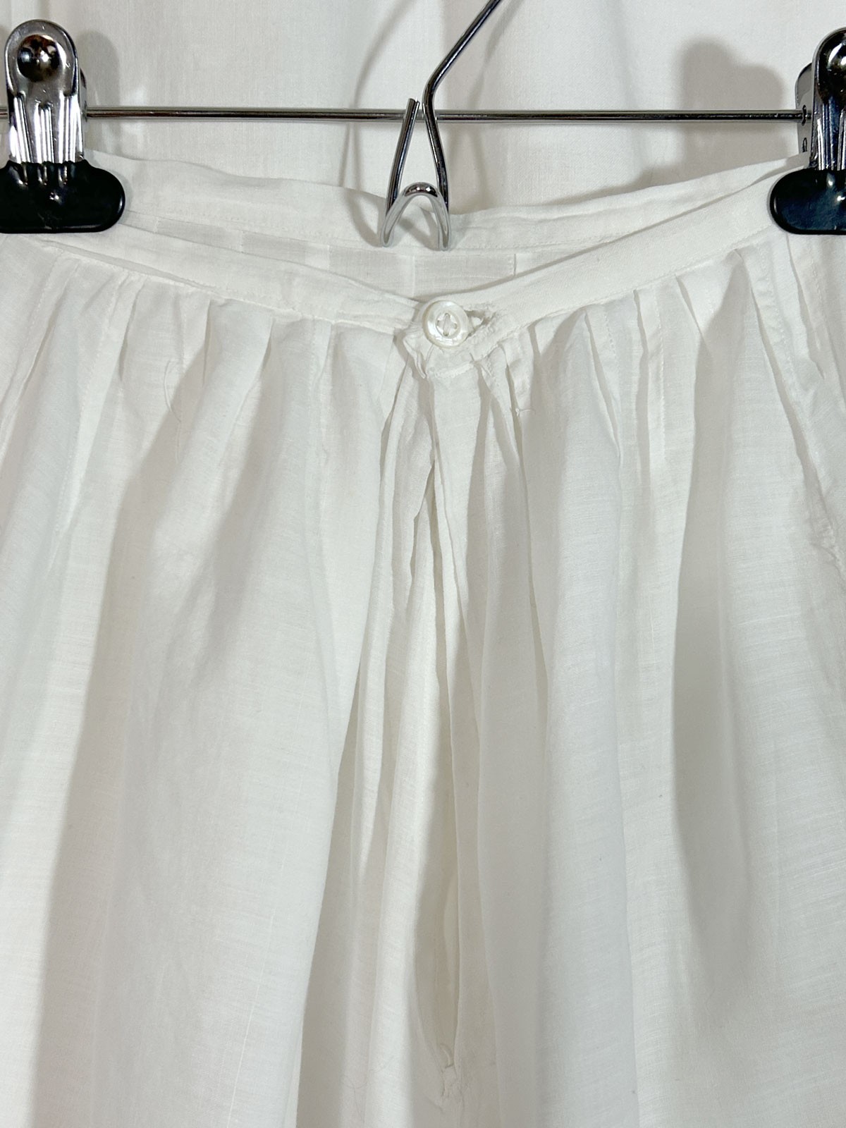 Antique Vtg Edwardian White Lawn Cotton Petticoat Pintucks Lace 20&Prime; Waist 2XS
