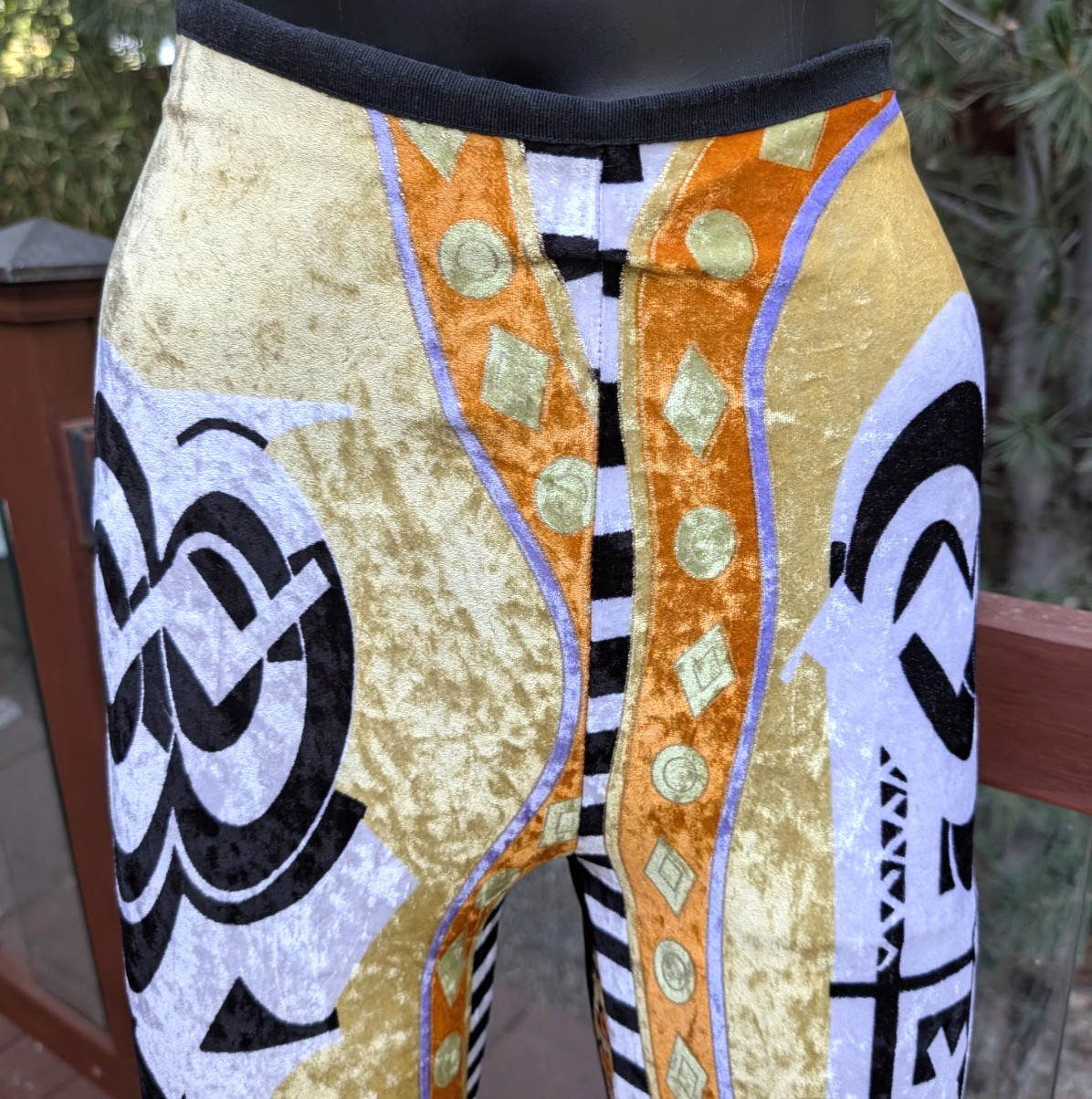 Vintage 90&rsquo;s Gianni Versace couture Velvet leggings stretch pants sz 44 S or XS