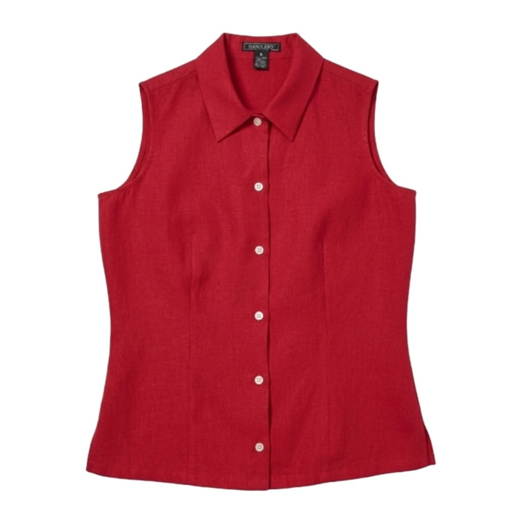 Vintage Y2K Harold&rsquo;s Sleeveless Linen Top, Vibrant Red, Size 4