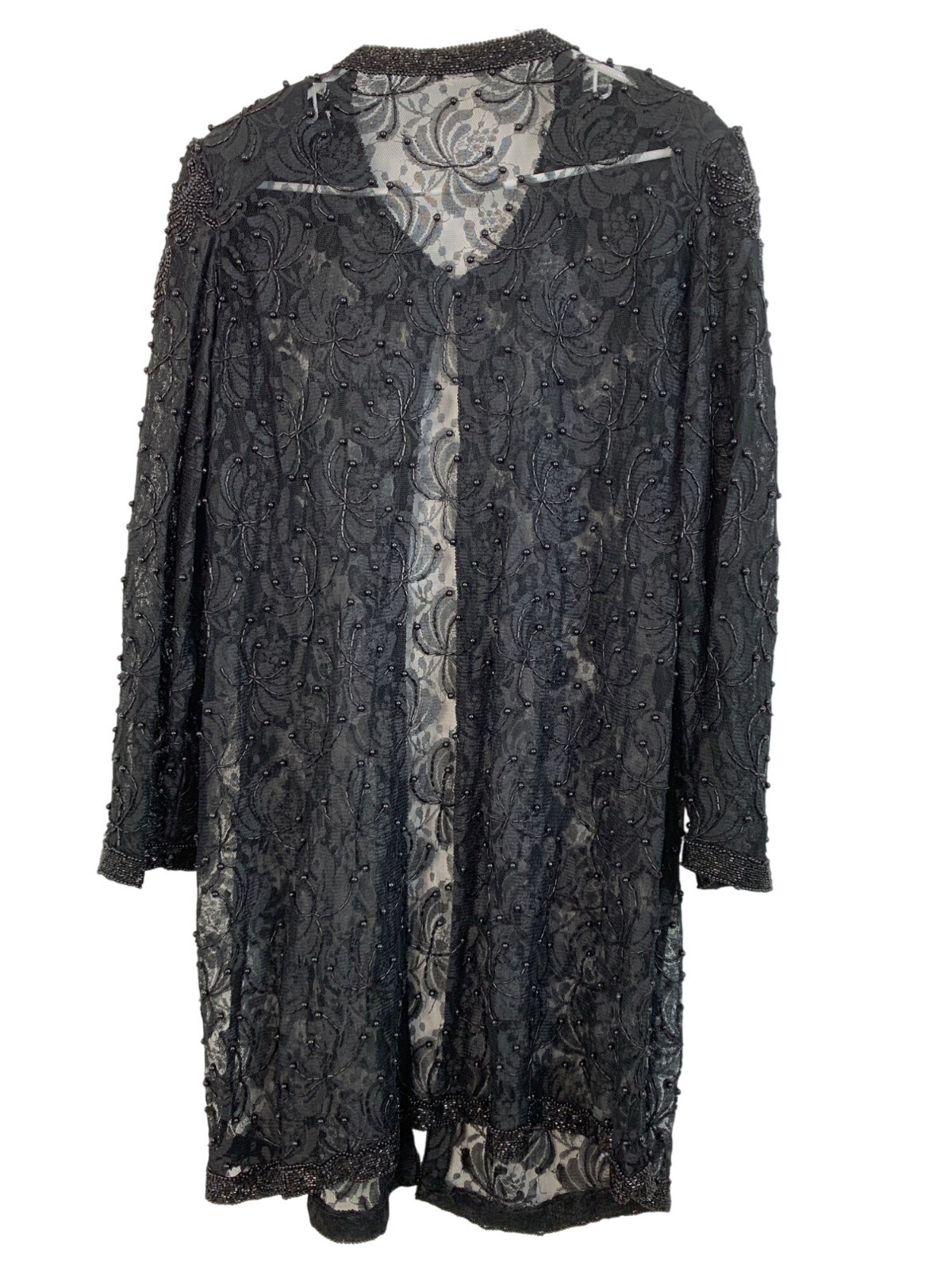 Rare VTG 90s Brilliante By J.A. Black Bead Lace Cardigan Jacket Mother of Bride