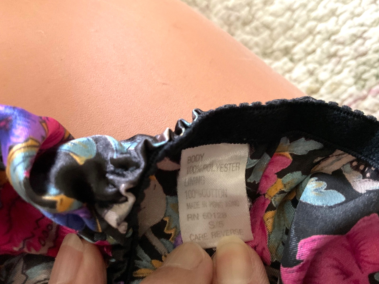 Shiny Vintage PANTIES Rose SATIN String Bikini BRIEF Silky BOW Floral Print S/5