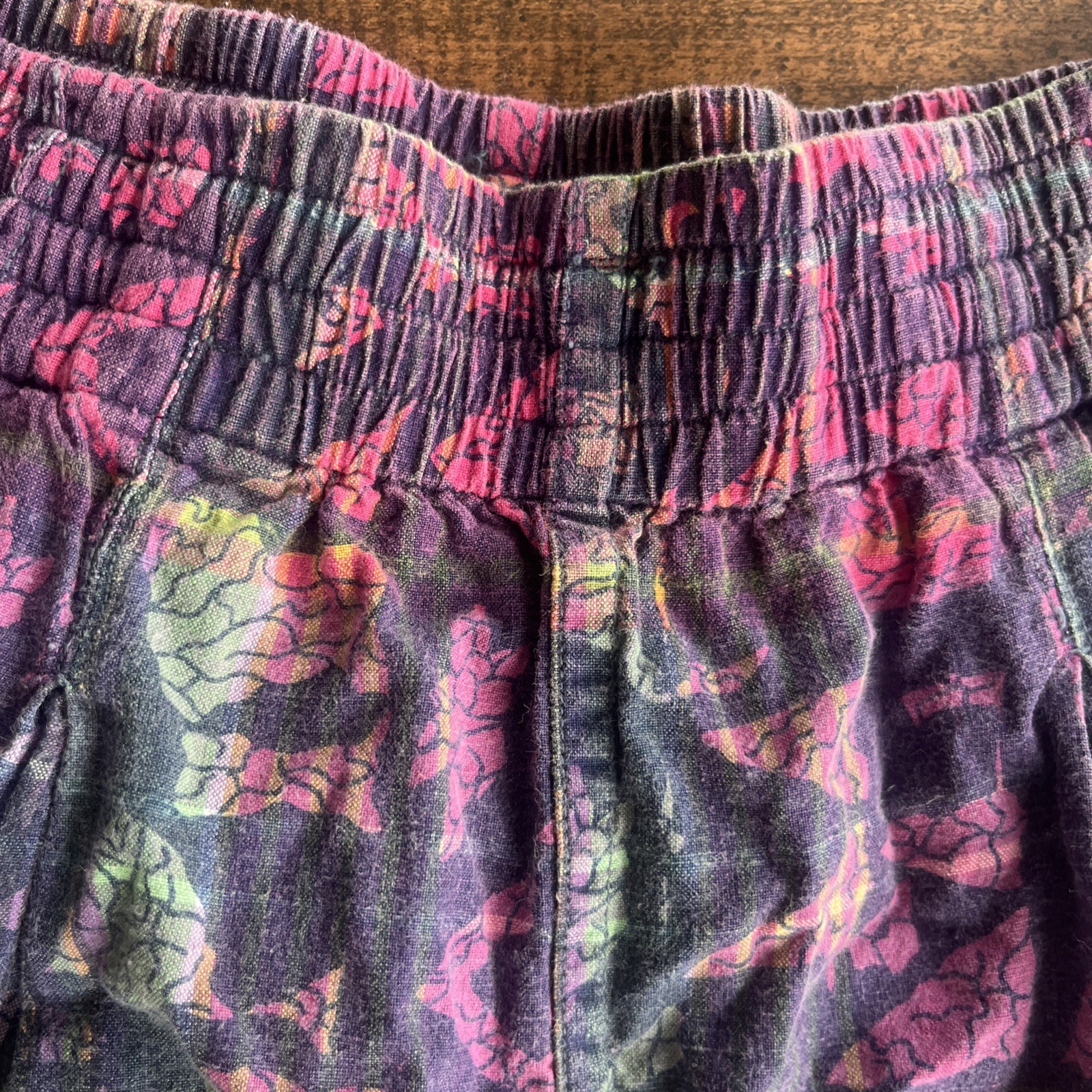 Vintage 80s Dashers Cotton Shorts Geometric Print Elastic Waist Medium Retro