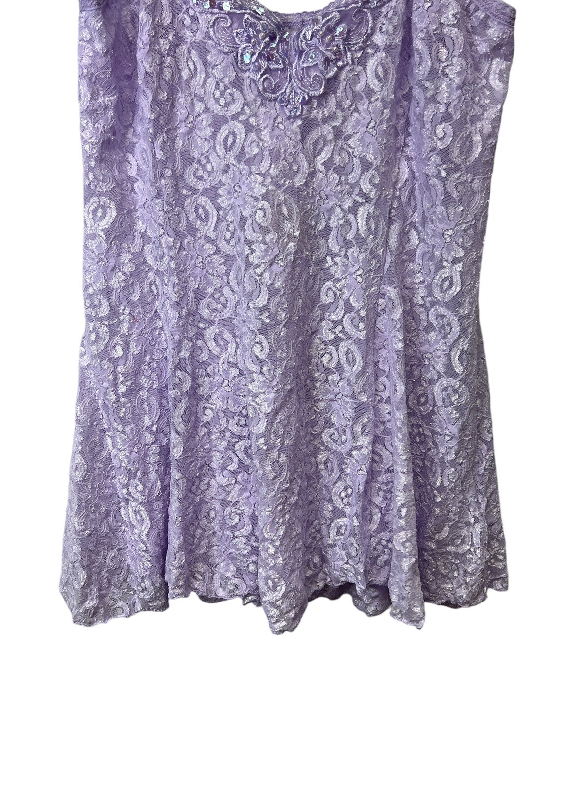 Vintage Intimate Attitudes Purple Stretch Lace Chemise Mini Lingerie Dress 3X