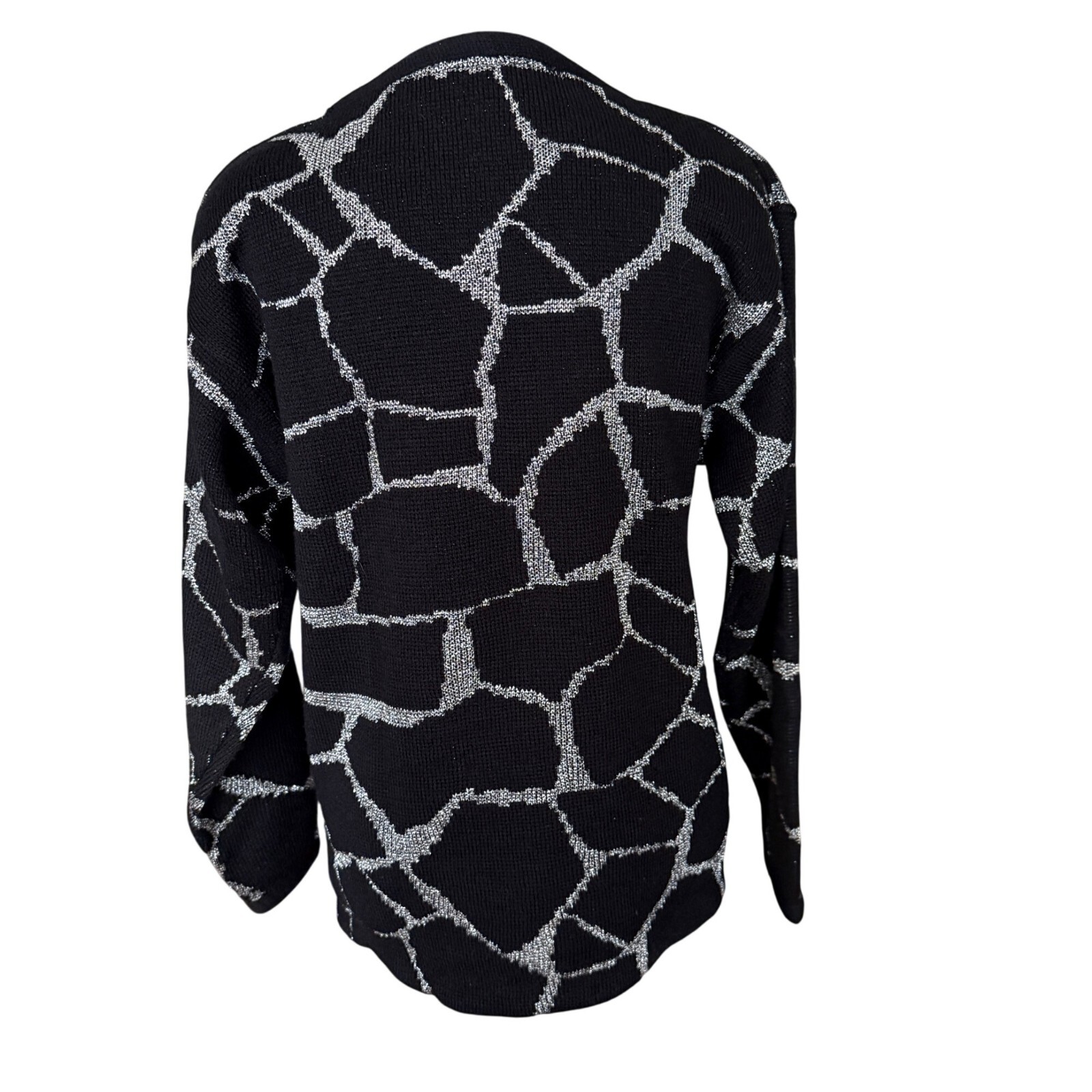 Milano Vintage 80s Black & Silver Abstract Pattern Sweater