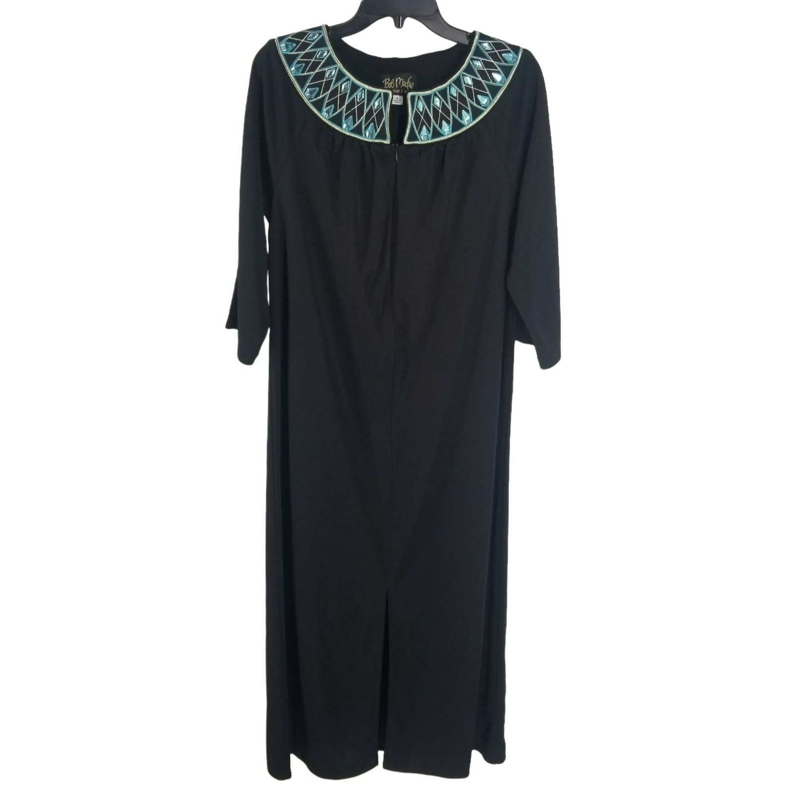 Vintage Bob Mackie Black Teal Rhinestone Bling House Coat Robe Glam RBG Costume