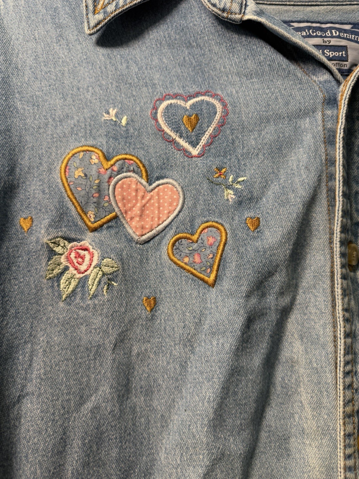 100% Cotton Denim Vintage Workwear Cowgirl Grandma Cottage Traditional Size L
