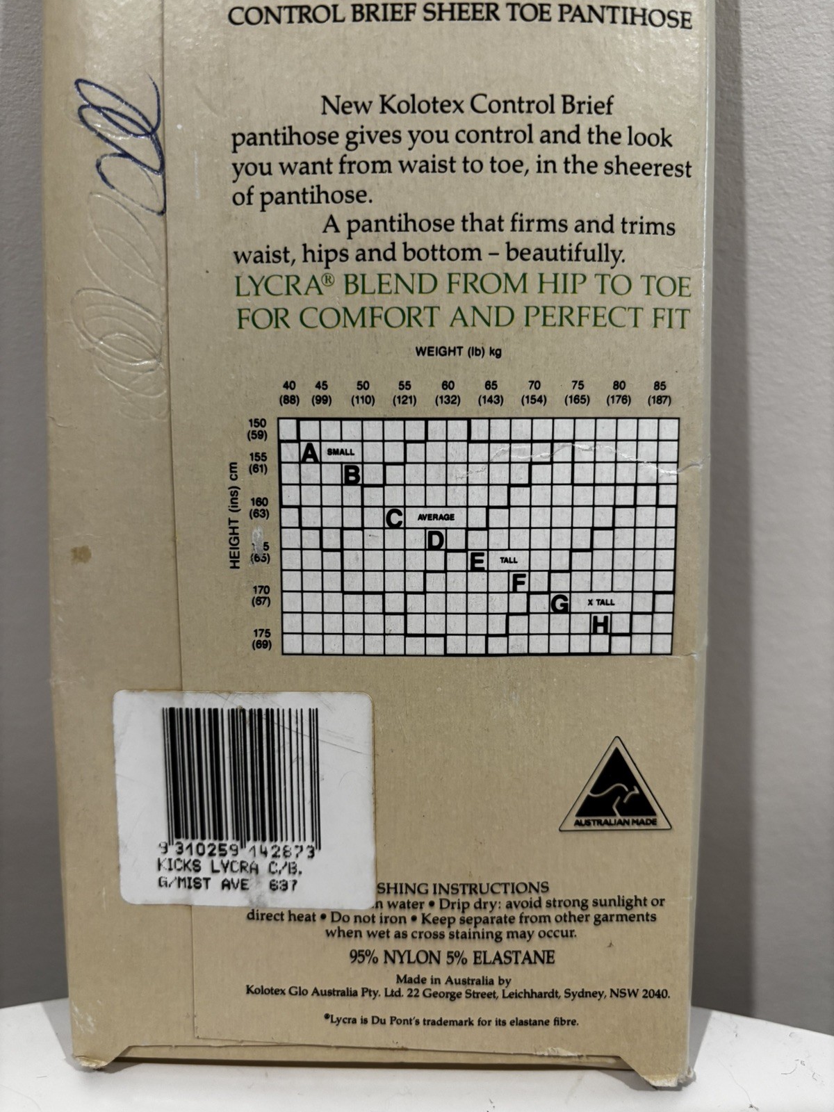 VTG 1980’s Kicks by Kolotex Sheer Toe Pantyhose Ken Done Size Average Grey NIB
