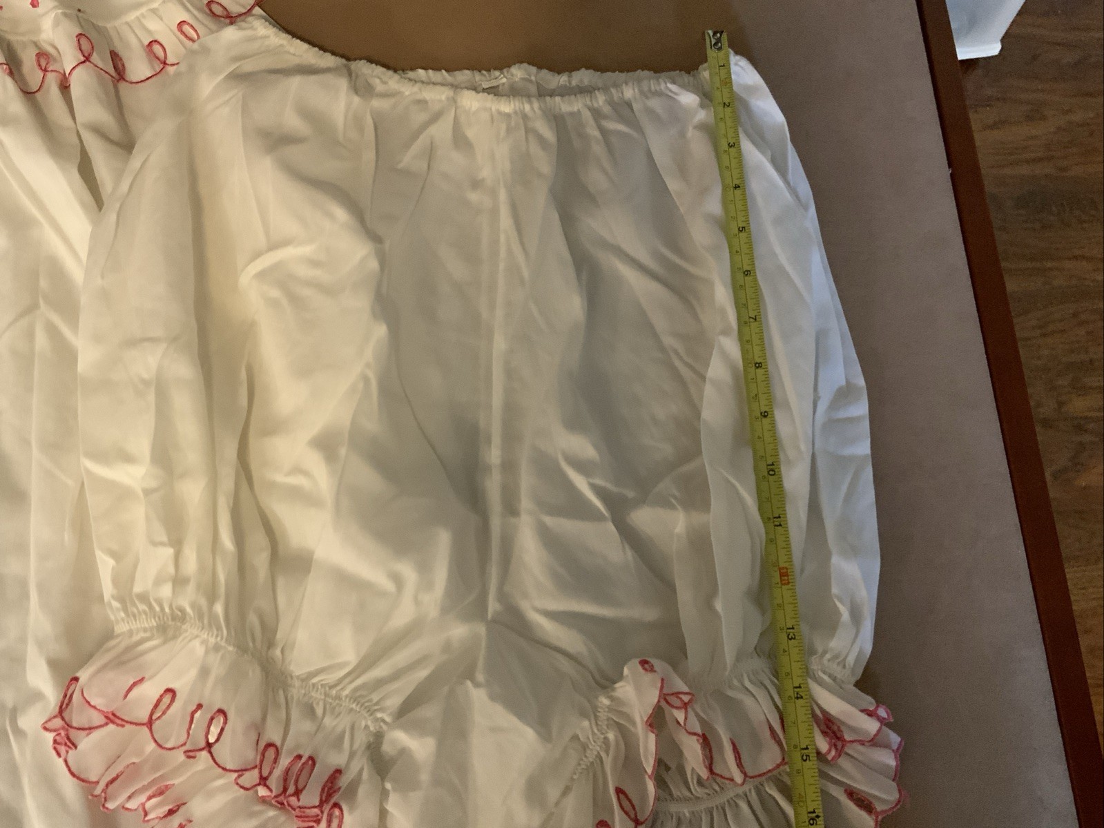 VTG Barbizon Nightie Bloomers M Ruffle Cottagecore Red Heart Blendaire Batiste