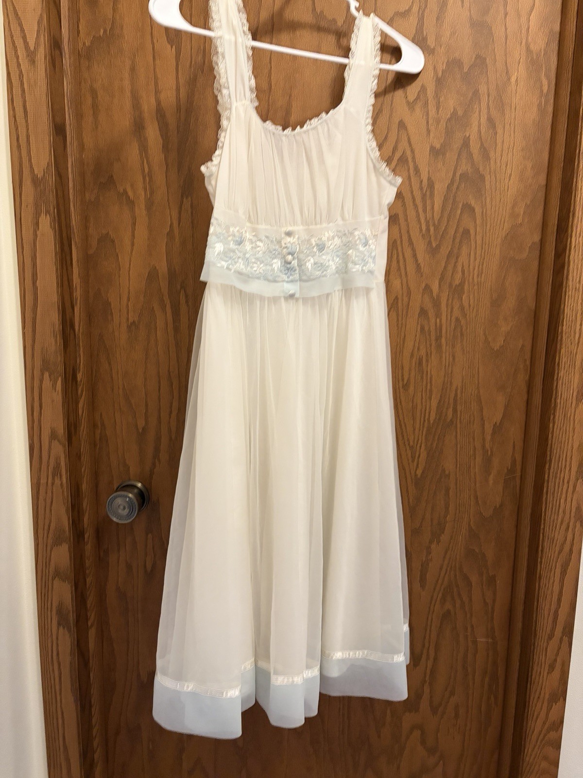 Gotham Gold Stripe White Vintage Slip / Petticoat Dress, Regular Size 32 Blue