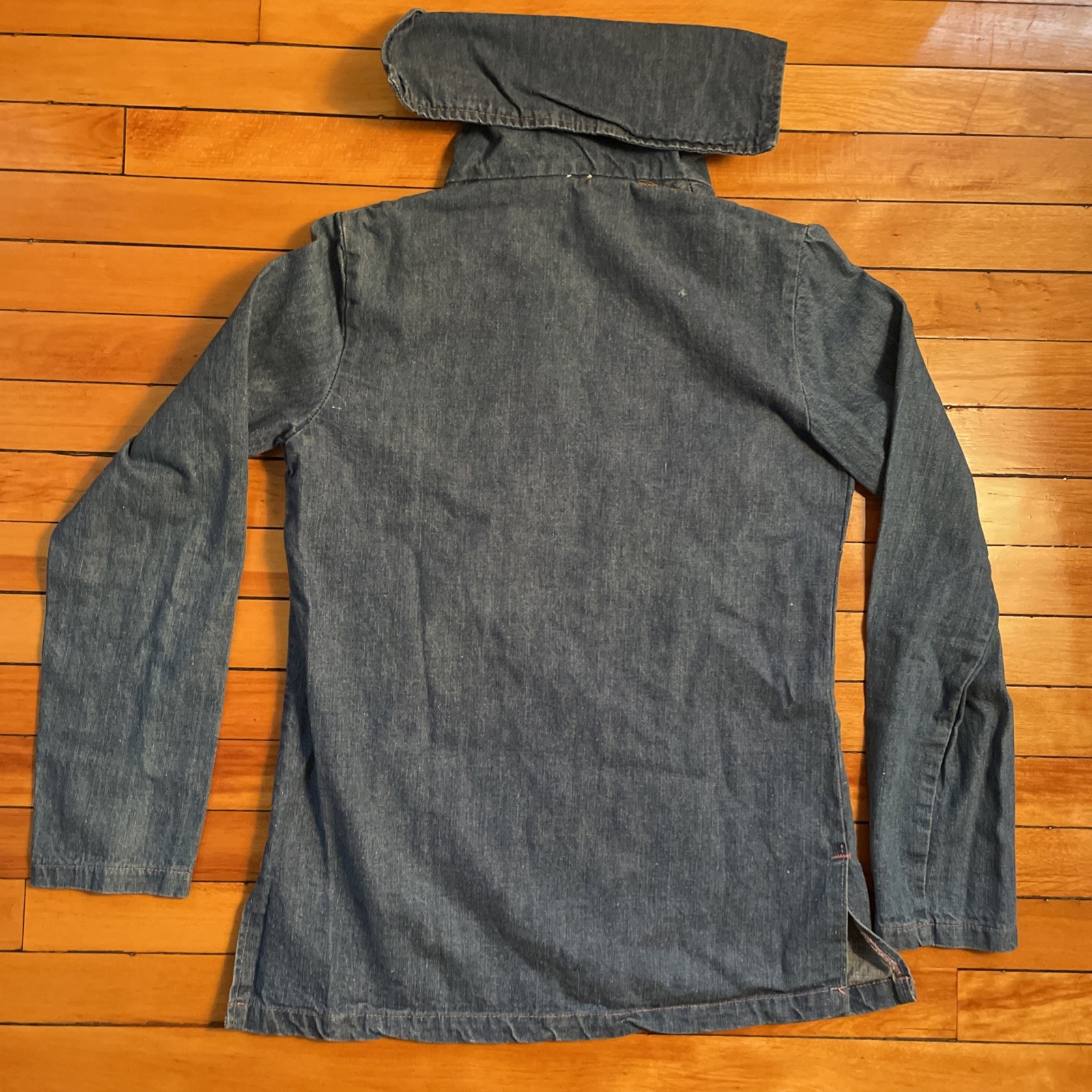 Vintage 1970s Landlubber Sailor Style Pullover Denim Shirt Womens Small S