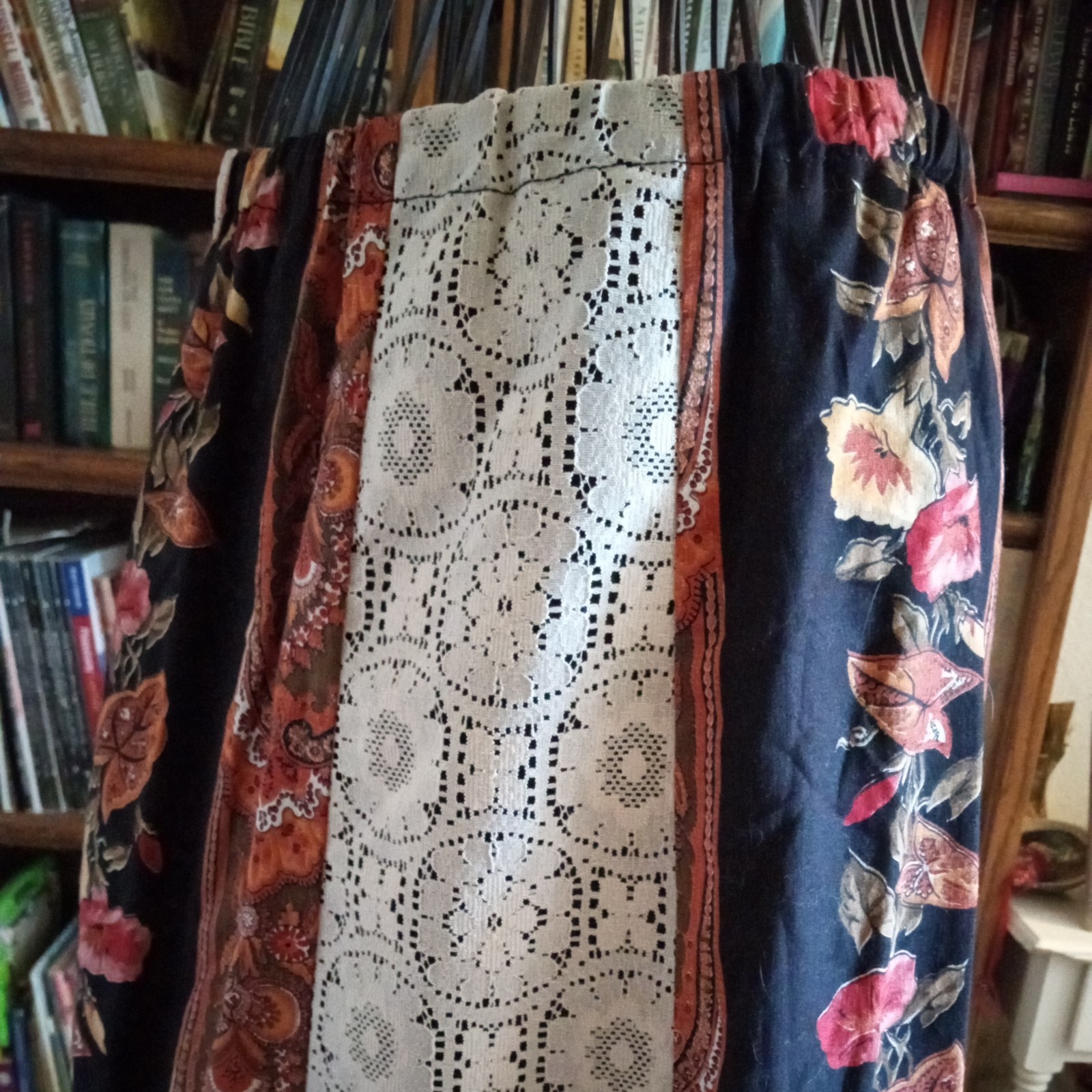 VTG 60s 70 TUMBLEWEEDS Patchwork Maxi Skirt Prairie Cottage Core Boho Lace Lined