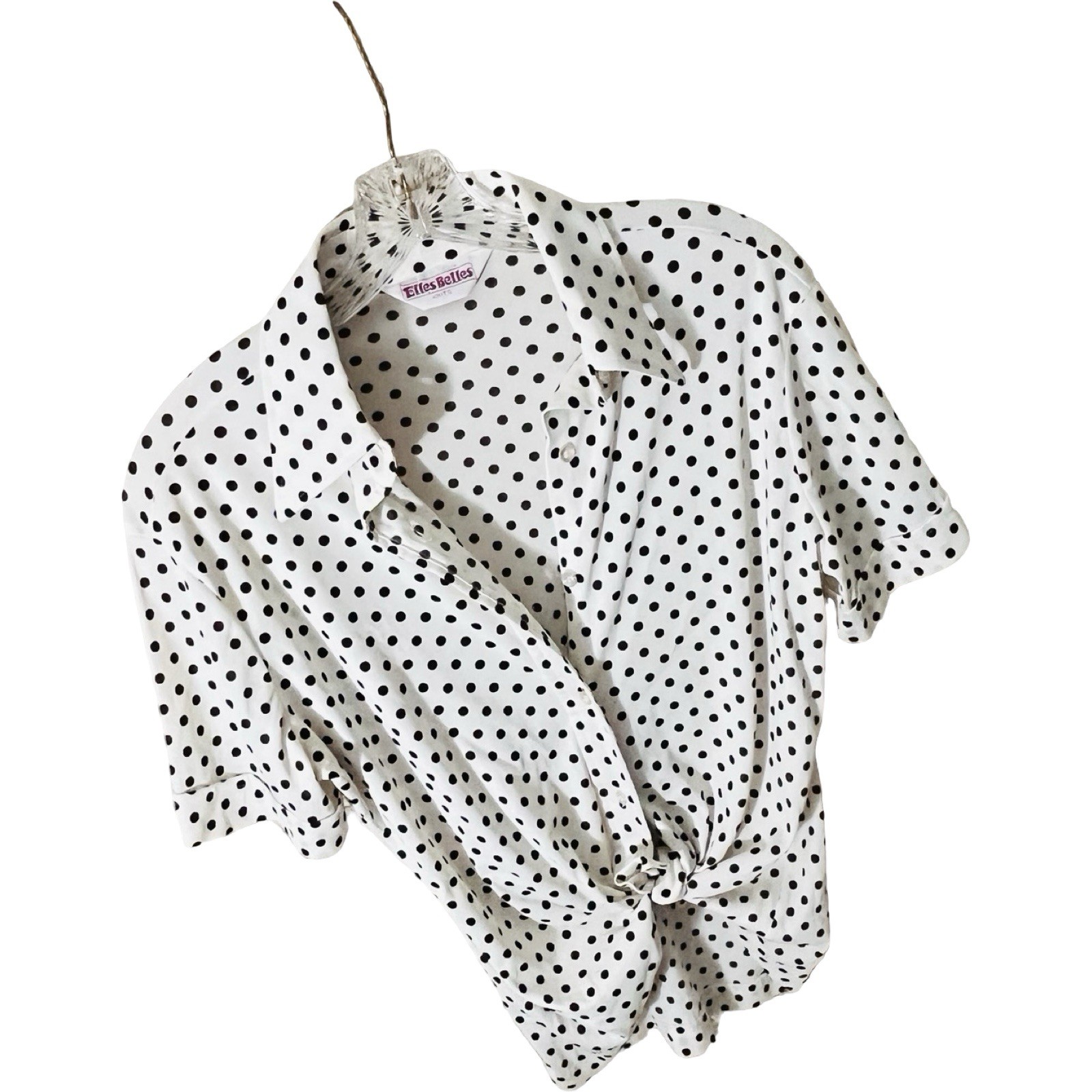 Vintage Elle’s Belle’s Button Up Blouse Size Medium (Petite) Polka Dots