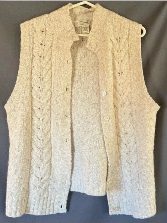 Vintage L.L. Bean Cream White Women’s Size XL Sweater Vest