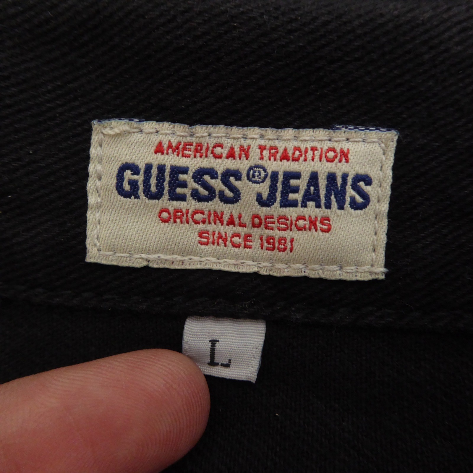 Guess Womens Denim Jacket Black Vintage Made in USA 90s Style 39849 Large
