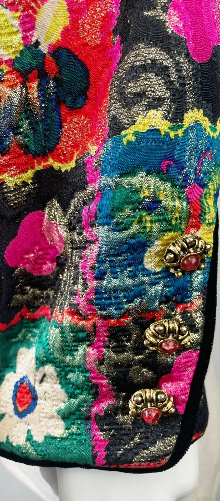 EMANUEL UNGARO Vintage 6 Butterfly Jacket Embroidered Buttons 1990&rsquo;s Small Rare