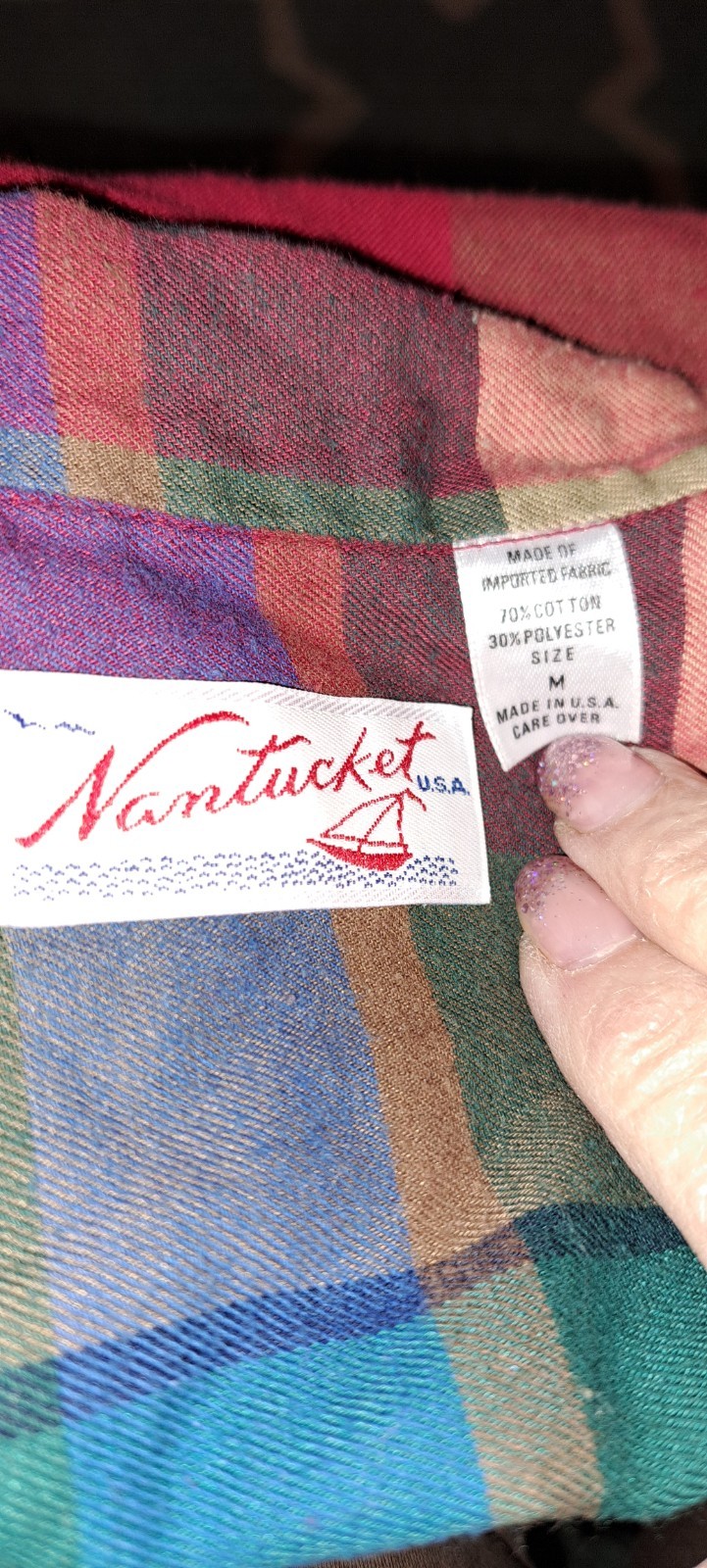 Blouse Skirt Set Plaid Nantucket Brushed Blend Fabric Medium Vtg 2 Pc