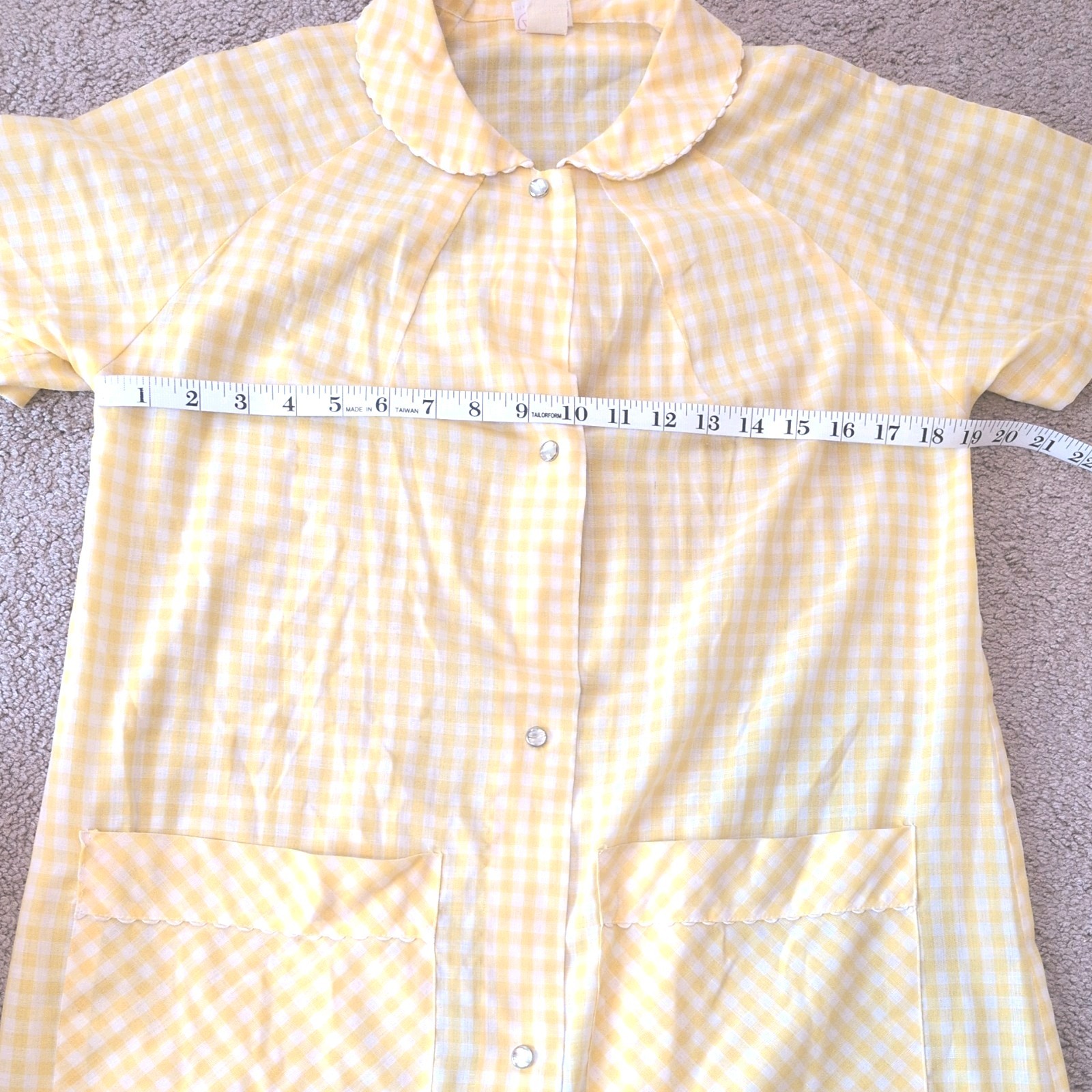 Vintage Yellow Checked Housecoat/Robe 1950/1960