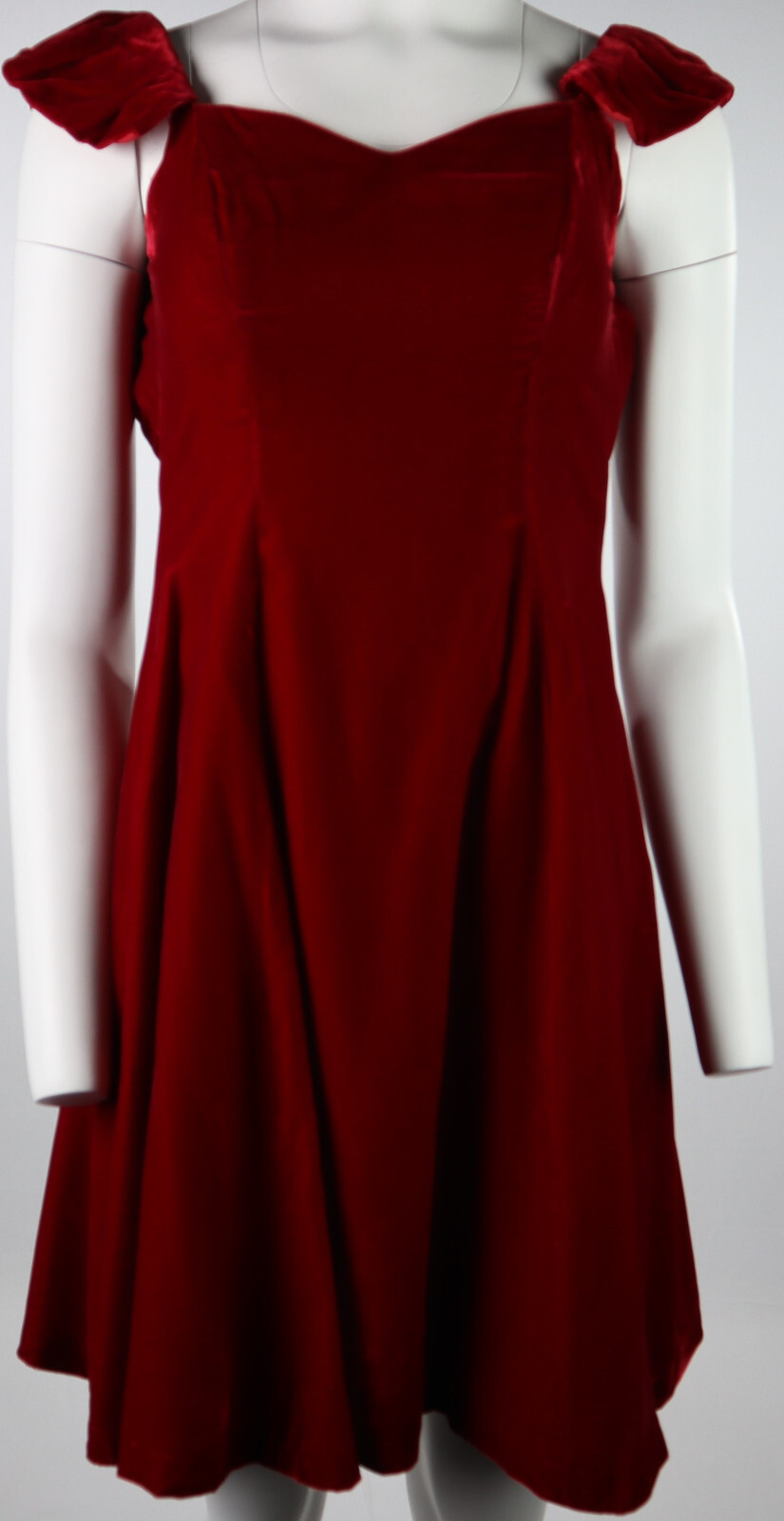 Vtg 80s Hand Made Women’s Jrs XS 0 2 Red Velvet Fit & Flare Party Dress Corset