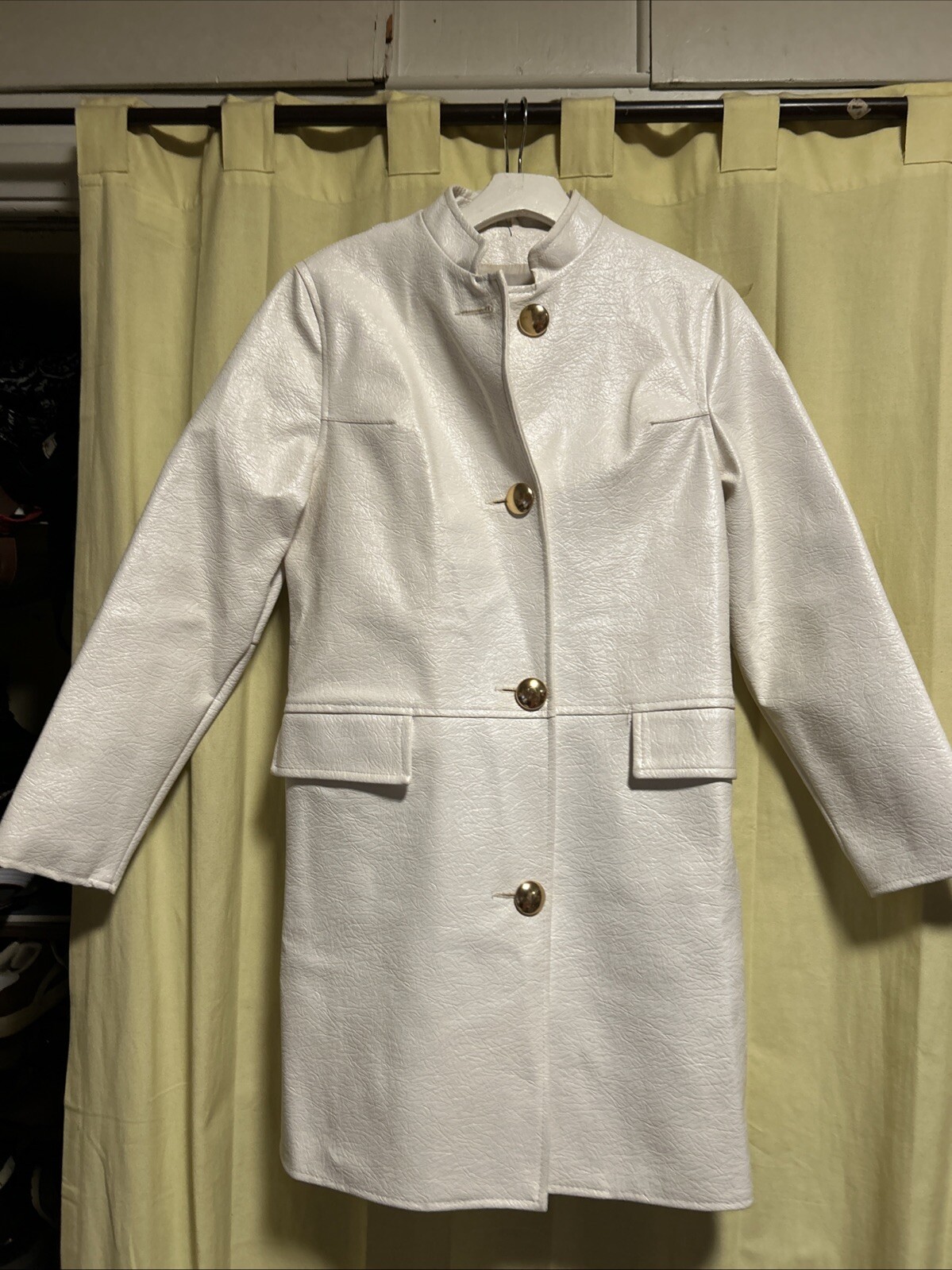 Vintage 1970&rsquo;s White Vinyl Midlenght Jacket Cream Miss Holly mad in Japan sz:8