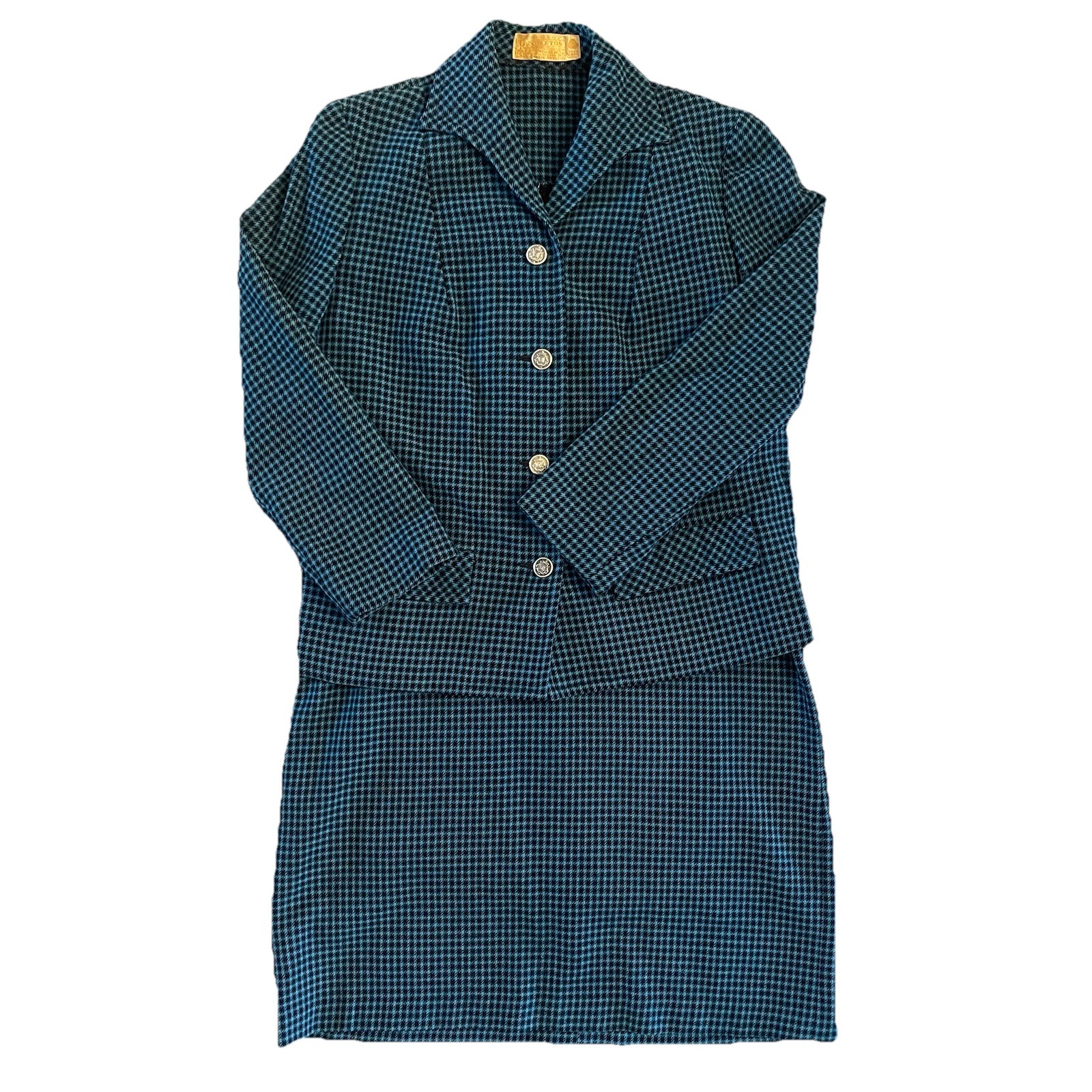 VTG Pendleton Wool Sleeveless Sheath Dress & Jacket 70s Size 12 Houndstooth