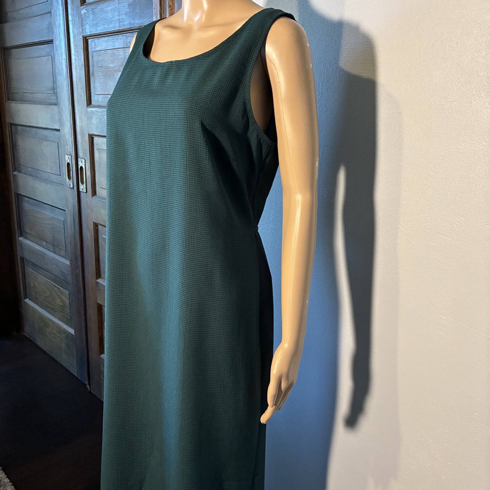 Vintage Kathie Lee Women&rsquo;s Dress Size 12 Green Sheath Pullover Scoop Neck Maxi