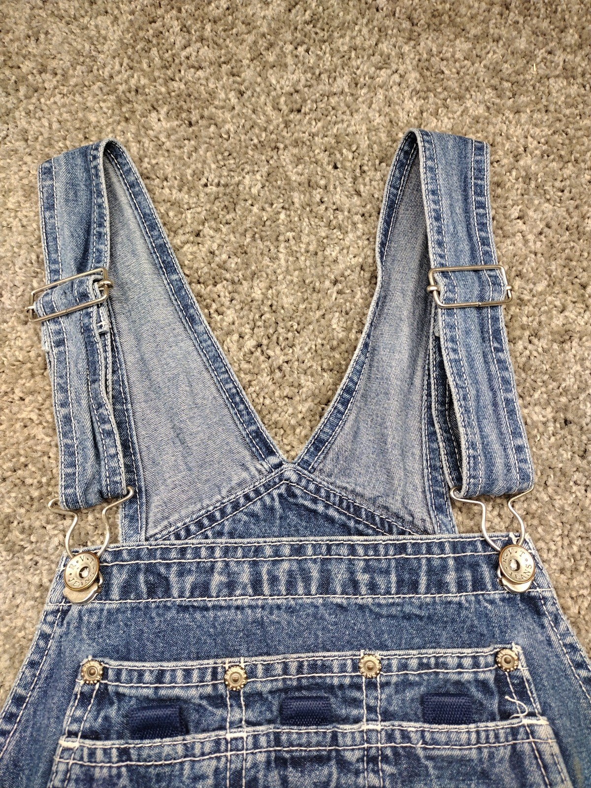 VTG RVT Denim Straight Leg Light Wash Jean Carpenter Bib Overalls Women&rsquo;s M Y2K