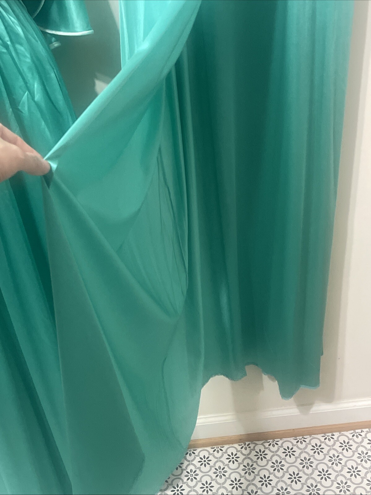Vintage Vanity Fair Robe Peignoir Dressing Gown Womens M Flutter Teal Boudoir We
