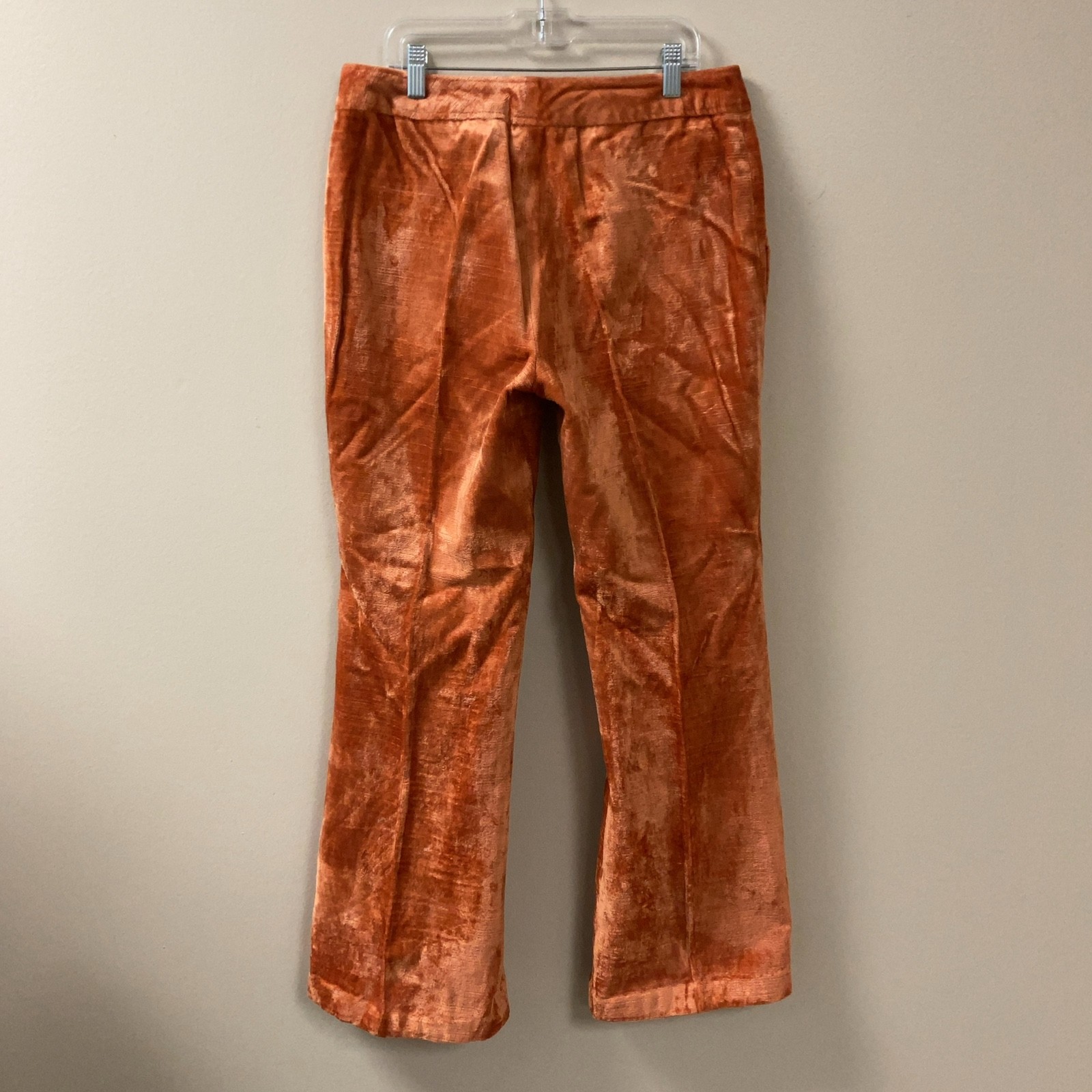 Vintage Marianna Fashios Orange Crushed Velvet Button Fly Pants Women&rsquo;s sz 14