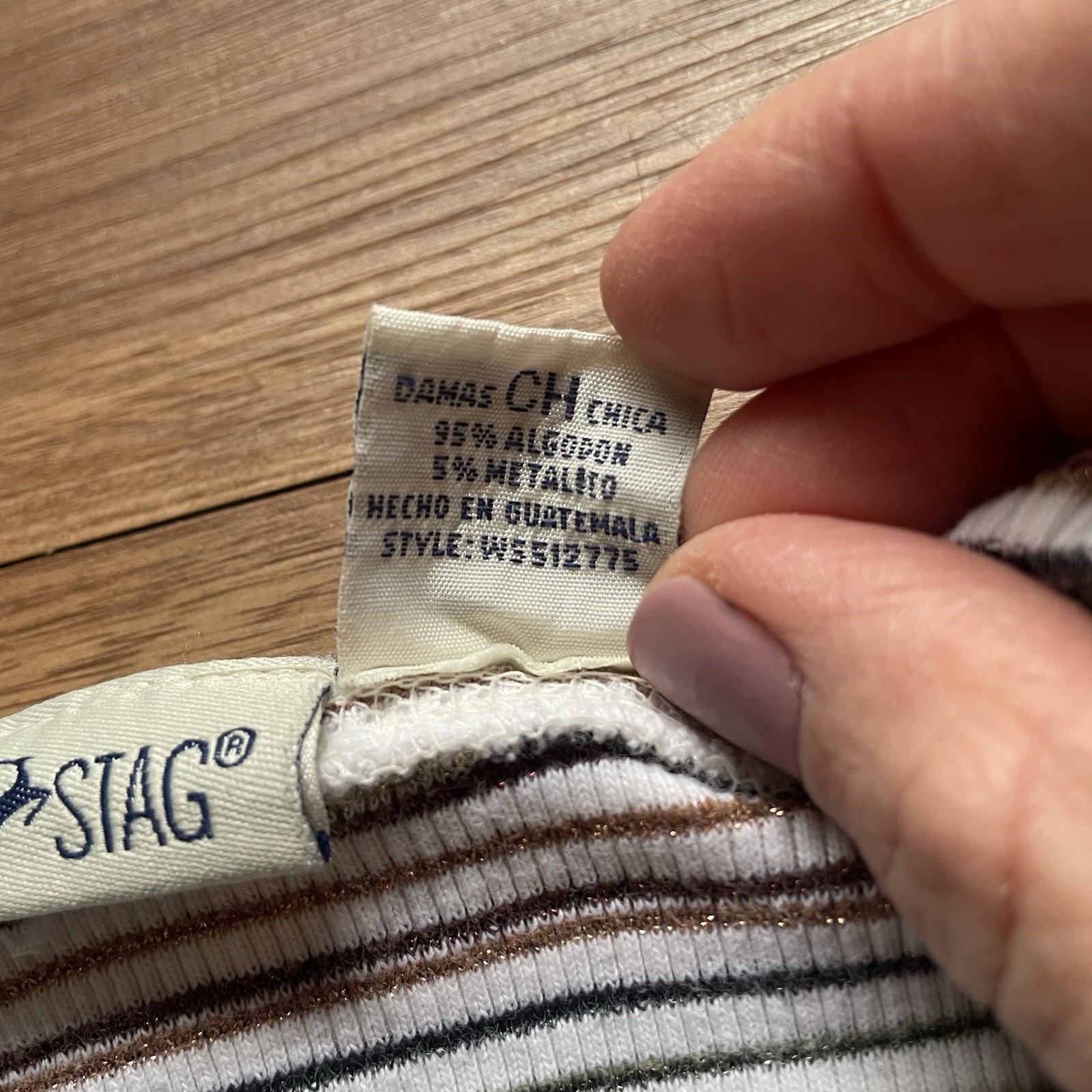 Vintage White Stag 90’s Striped Small Top Metallic
