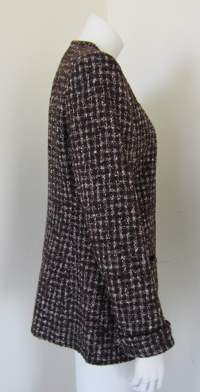 Vintage Joan & David Brown Tweed Jacket Made In Italy Size 46/12