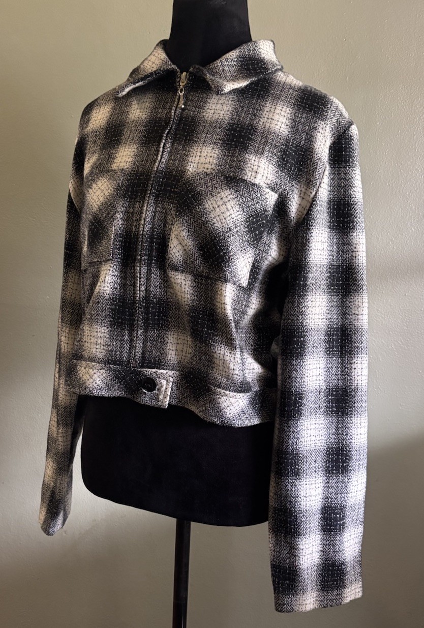 Vintage Insane 70s shadow plaid cropped jacket.S/M.union Made