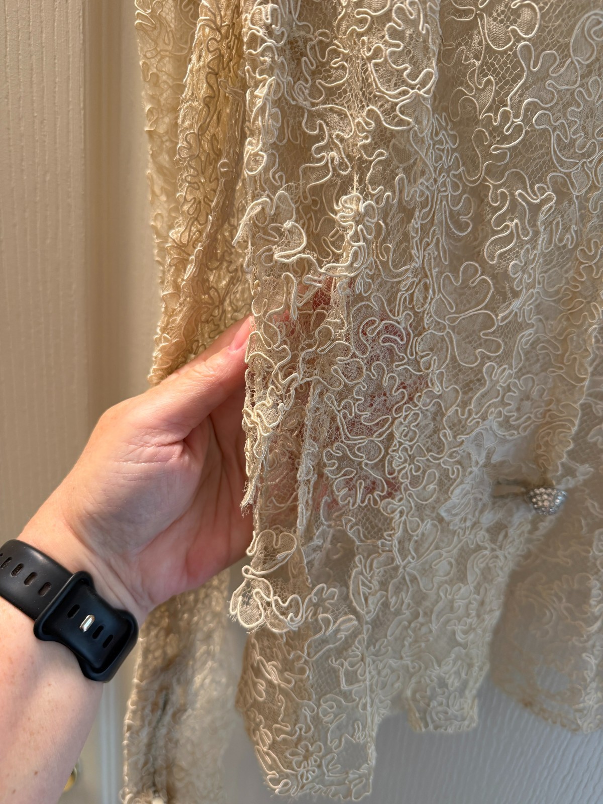 Antique Edwardian Soutache Lace Jacket, Very Fragile for Reclaiming, Rhinestone