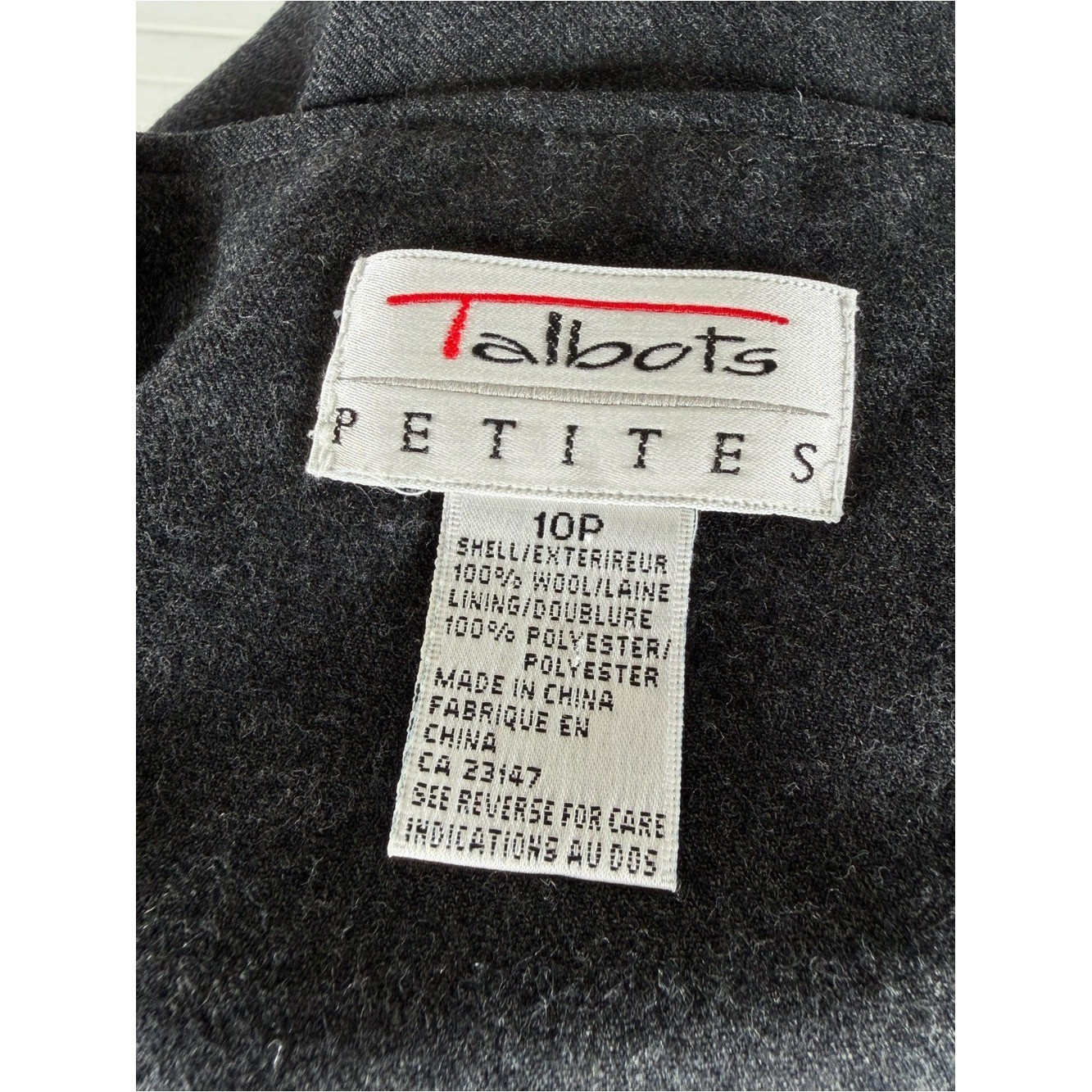 Vintage Talbots Petites 100% Wool Embroidered Gray Midi Dress Size 10P