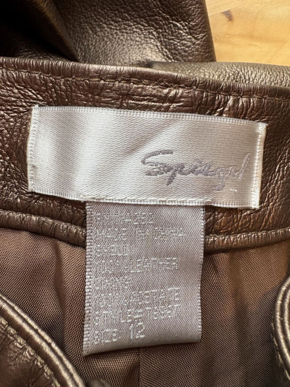vintage Y2K leather pants metallic bronze straight leg trousers Spiegel 12 L