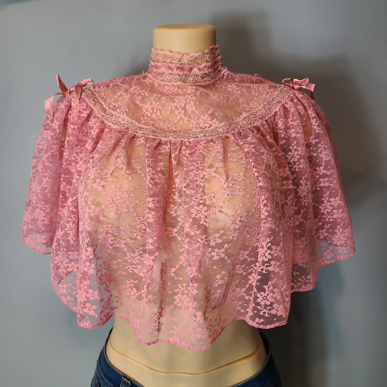 Vintage 70’s Bohemian Off White Handmade Crochet Cape/Shawl .. Range Of Sizes