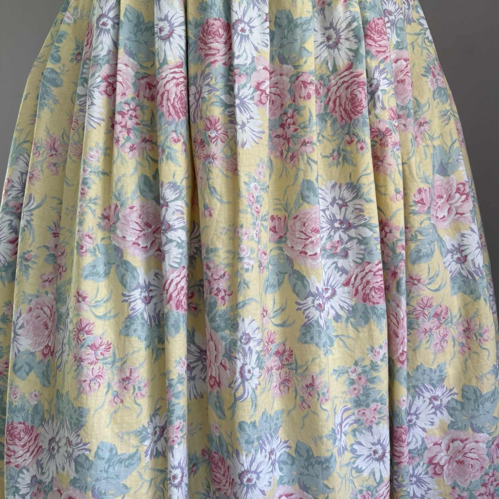 Vintage 80’s Laura Ashley Roses & Daisies Yellow Sailor Dress S/M Cottagecore
