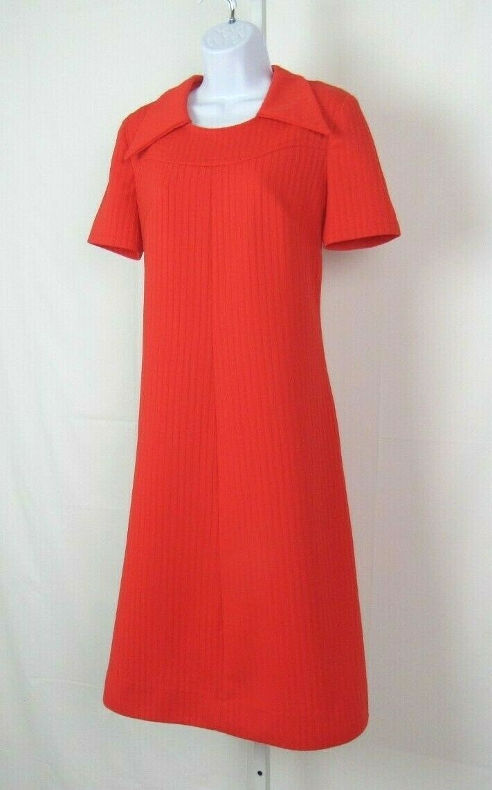 VTG 1950s JONATHAN LOGAN RED ORANGE DRESS & ENAMEL BELT